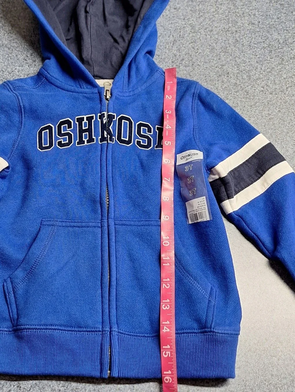OshKosh B'Gosh Toddler Full Zip Logo Hoodie,3T, RN#96367, NWT